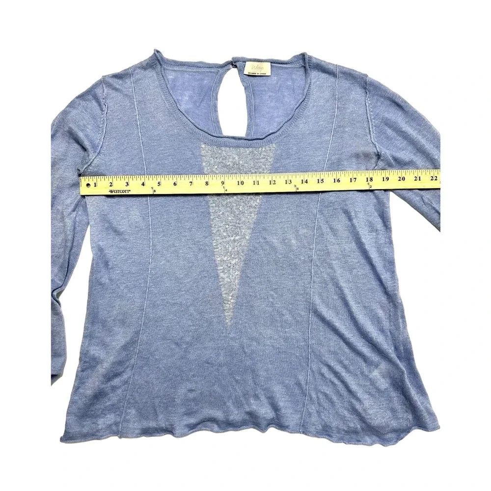 Wrap London Women's Light Blue Sweater w/Sequined Front Key Hole Back Size 8 - Picture 10 of 10